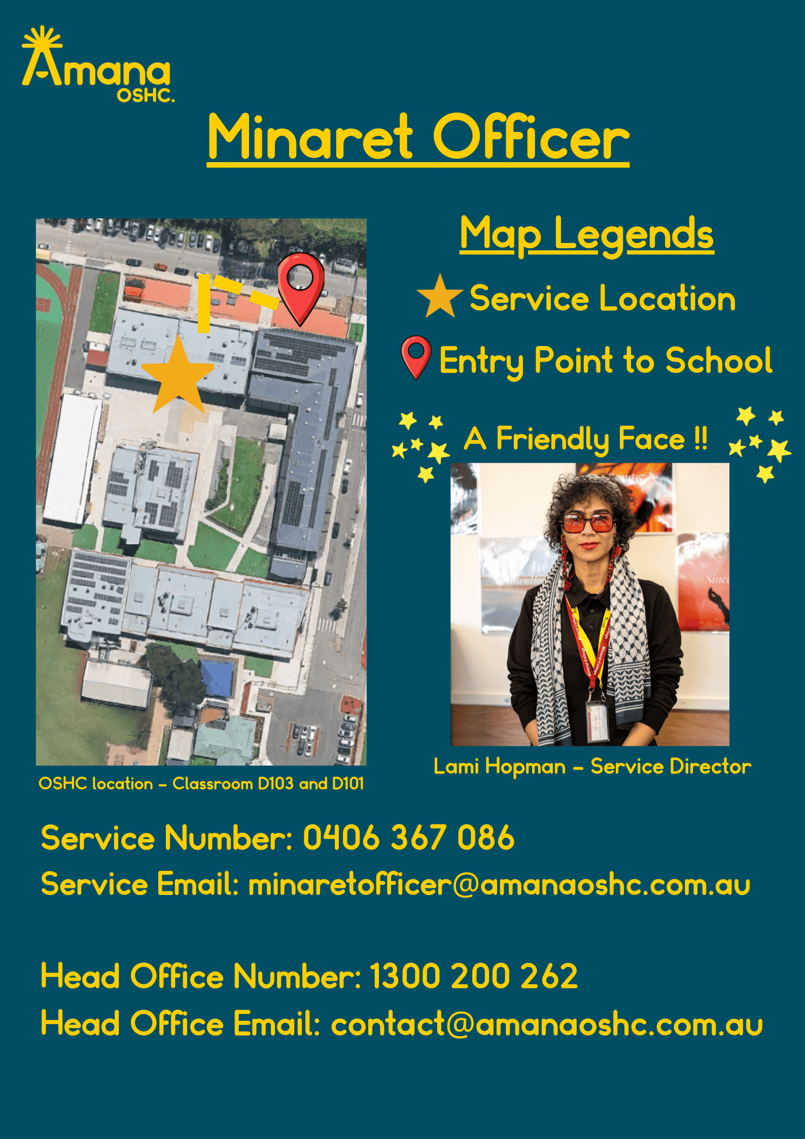 Service information sheet for Minaret College Officer